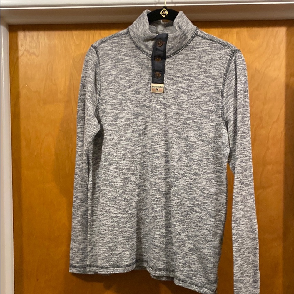 Gray Long Sleeve Pullover with Button Detail